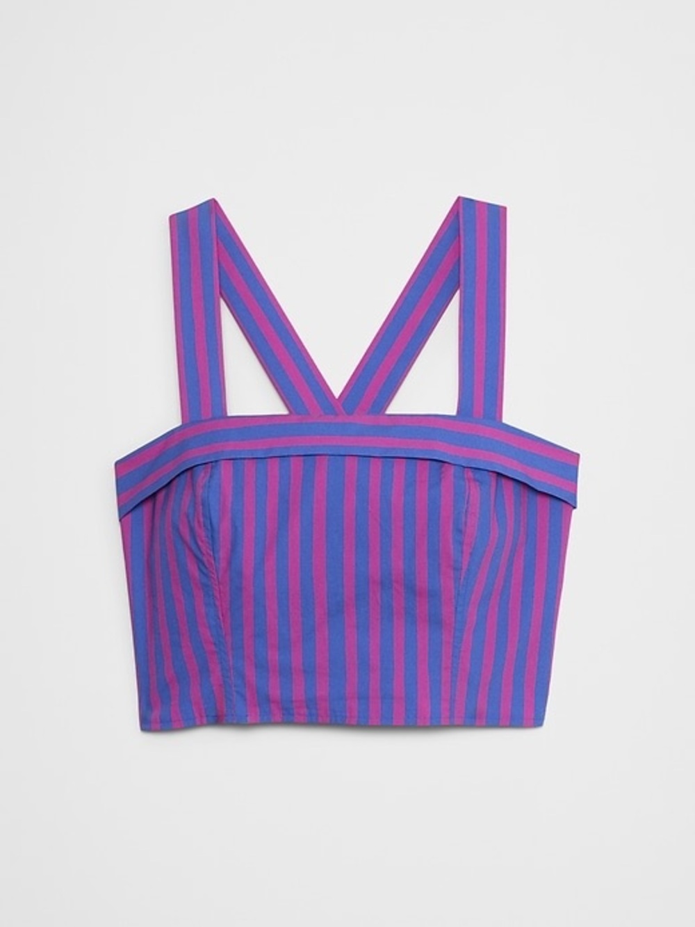Cross-Back Striped Purple & Pink Crop Top
